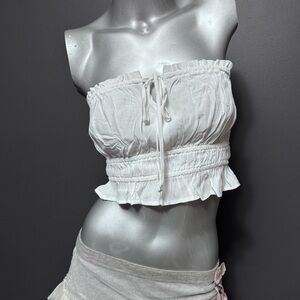 Garage White Smocked Tube Top
